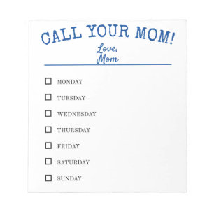 Lustige ERINNERNUNG AN MAMA Anrufliste Notizblock