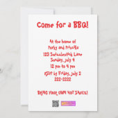 Lustige erschrockene Cartoon-Schwein GRILLEN Party Einladung (Rückseite)