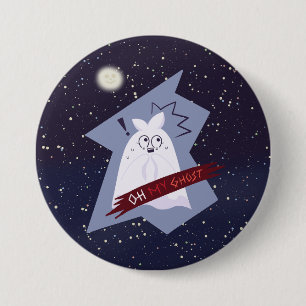 Lustige erschrockene Geist-Cartoon-Buttons Button