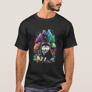 Lustige esoterische Husky-Hund-Kristalle Süße Illu T-Shirt