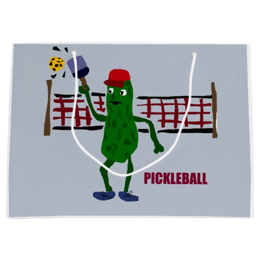 Lustige Essiggurke, die Pickleball Kunst-Entwurf Große Geschenktüte (Vorderseite)