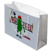 Lustige Essiggurke, die Pickleball Kunst-Entwurf Große Geschenktüte (Rückseite Schrägansicht)