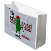 Lustige Essiggurke, die Pickleball Kunst-Entwurf Große Geschenktüte (Vorderseite Schrägansicht)
