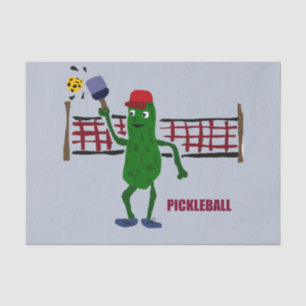 Lustige Essiggurke, die Pickleball Kunst-Entwurf Seidenpapier