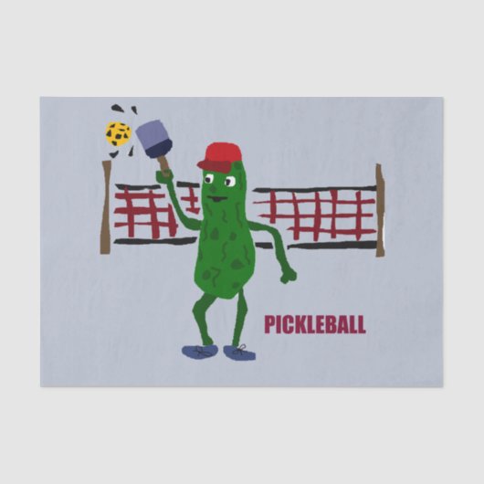 Lustige Essiggurke, die Pickleball Kunst-Entwurf Seidenpapier (Vorderseite)