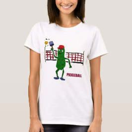Lustige Essiggurke, die Pickleball mit Nettokunst T-Shirt