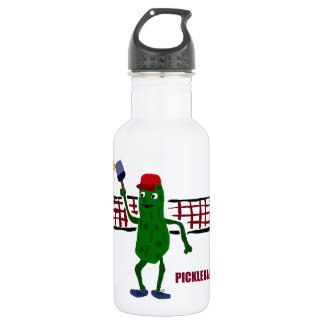Lustige Essiggurke, die Pickleball mit Nettokunst Trinkflasche