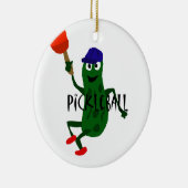 Lustige Essiggurke, die Pickleball spielt Keramik Ornament (Rechts)