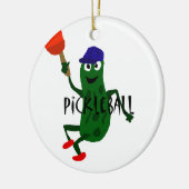 Lustige Essiggurke, die Pickleball spielt Keramik Ornament (Links)