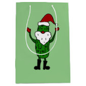 Lustige Essiggurken-Weihnachtsmann-Geschenk-Tasche Mittlere Geschenktüte (Vorderseite)
