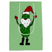 Lustige Essiggurken-Weihnachtsmann-Geschenk-Tasche Mittlere Geschenktüte (Rückseite)