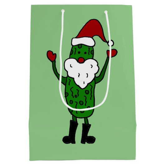 Lustige Essiggurken-Weihnachtsmann-Geschenk-Tasche Mittlere Geschenktüte (Rückseite)