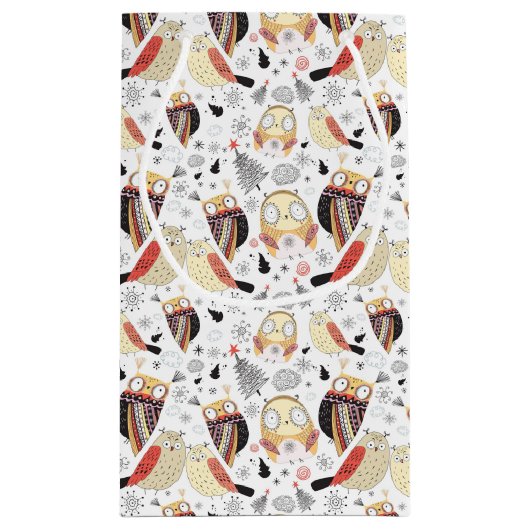 Lustige Eule der Beschaffenheit Kleine Geschenktüte (Rückseite)