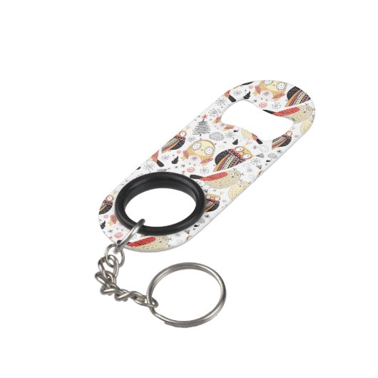 Lustige Eule der Beschaffenheit Schlüsselanhänger Flaschenöffner (Rückseite Schrägansicht)