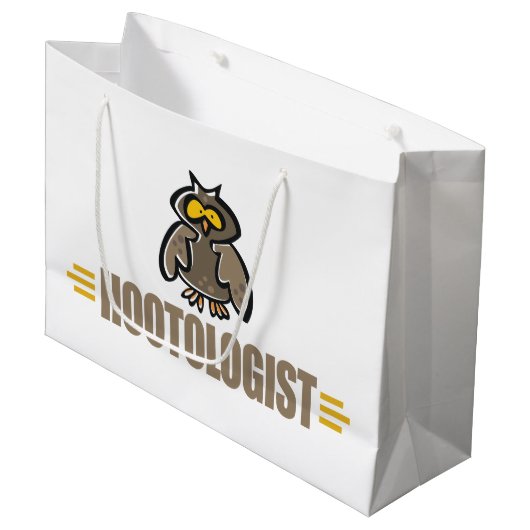 Lustige Eule Große Geschenktüte (Vorderseite Schrägansicht)