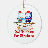 Lustige Eule ist Zuhause für Verzierung des Keramik Ornament (Links)