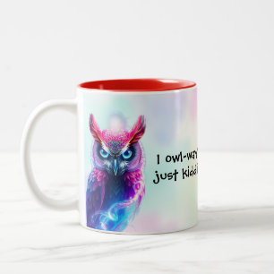 Lustige Eule "Milch bitte!" Für kleine Tierliebhab Zweifarbige Tasse