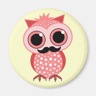 lustige Eule mit dem Schnurrbart Magnet