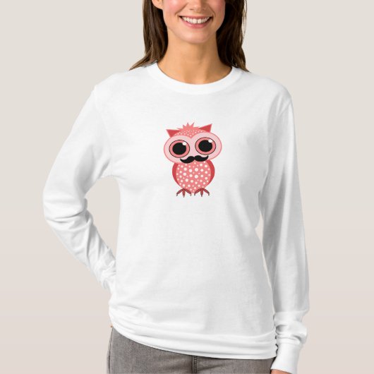 lustige Eule mit dem Schnurrbart T-Shirt (Vorderseite)