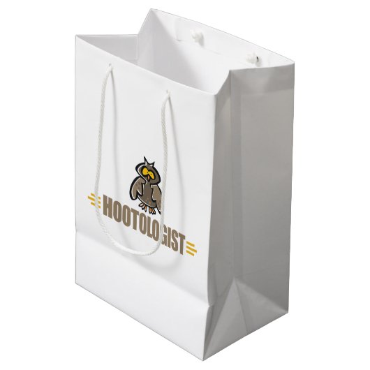 Lustige Eule Mittlere Geschenktüte (Vorderseite Schrägansicht)