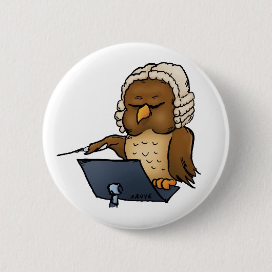 Lustige Eulen Dirigent Cartoon Button (Vorderseite)