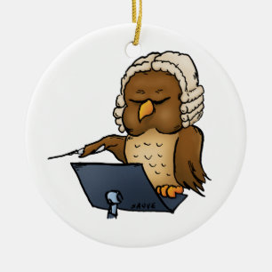 Lustige Eulen Dirigent Cartoon Keramik Ornament