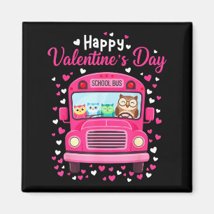 Lustige Eulen Schulbusfahrer frohen ValentinstagF Magnet