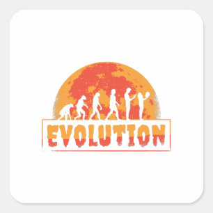 Lustige Evolution vom Affen zum Zombie Quadratischer Aufkleber