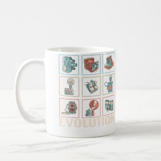 Lustige Evolution von Kameras - Fotografie Kaffeetasse (Links)