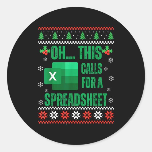 Lustige Excel-Tabellen Weihnachts-Pulloverliebhabe Runder Aufkleber (Vorderseite)