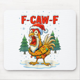 Lustige F-caw-f Weihnachts-Huhn Xmas Lichter Santa Mousepad