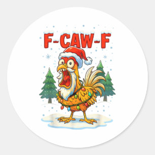 Lustige F-caw-f Weihnachts-Huhn Xmas Lichter Santa Runder Aufkleber