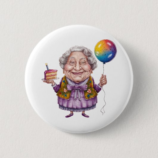 Lustige Fahrrad-Oma-Geburtstagsfeier-Kunst Button (Vorderseite)
