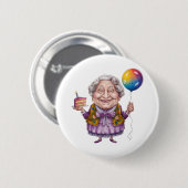 Lustige Fahrrad-Oma-Geburtstagsfeier-Kunst Button (Vorne & Hinten)