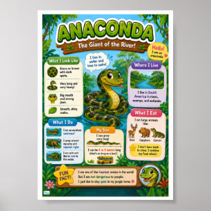 Lustige Fakten über Anaconda für Kinder Poster