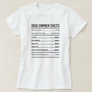 Lustige Fakten über Hundebesitzer Ernährungslabel  T-Shirt