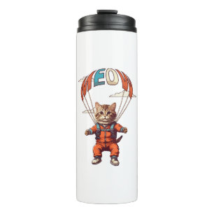 Lustige Fallschirmspringende Katze Thermosbecher