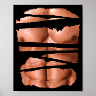 Lustige falsche Muskeln Fitness Model Brust Six Pa Poster