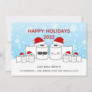 Lustige Familie aus 6 Klopapierrollen 'Einfach Mit Feiertagskarte