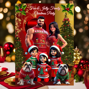 Lustige Familien-Weihnachtsfeier hässliche Pullove Einladung