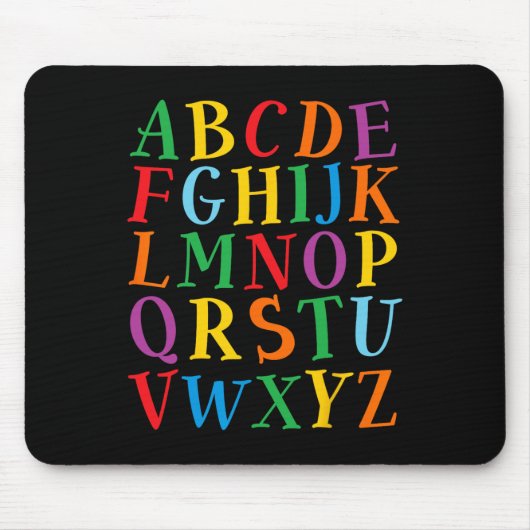 Lustige Farb-Buchstaben Alphabet Lernen Abcs Kinde Mousepad (Vorne)