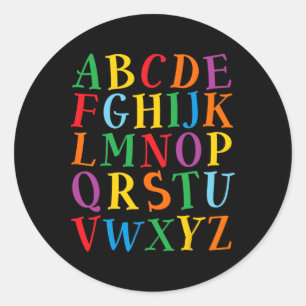 Lustige Farb-Buchstaben Alphabet Lernen Abcs Kinde Runder Aufkleber