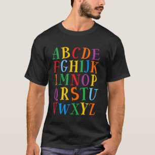Lustige Farb-Buchstaben Alphabet Lernen ABCs Kinde T-Shirt
