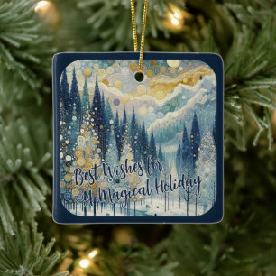 Lustige farbenfrohe abstrakte Winter-Wunderland-Ku Keramikornament