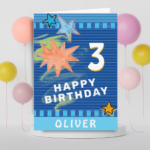 Lustige farbenfrohe blaue Zeichnung Sterne Kinderg Karte