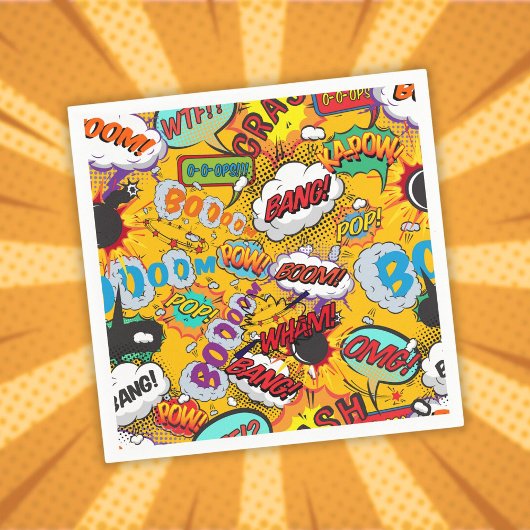 Lustige farbenfrohe Comic-Typografie Serviette