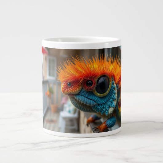 Lustige farbenfrohe Eidechse Jumbo-Tasse (Vorderseite)
