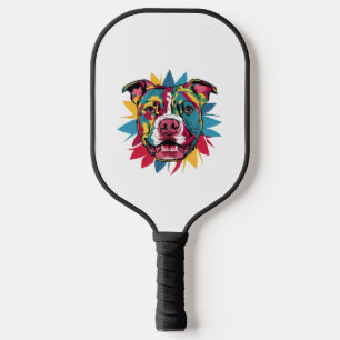 lustige, farbenfrohe Hundekugel Pickleball Schläger