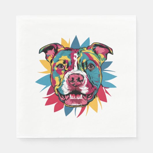 lustige, farbenfrohe Hundekugel Serviette (Vorderseite)