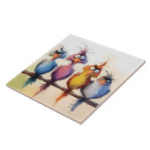 Lustige farbenfrohe Vögel Fliese (Seite)